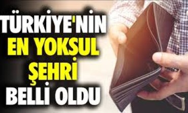 TÜİK Verilerine Göre Türkiye'nin En Yoksul Şehirleri Belli Oldu